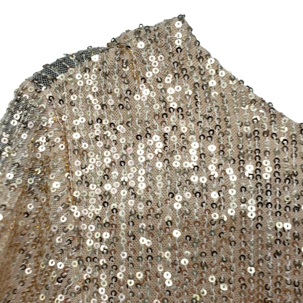 NWT WAYF Gold Sequin Open Back Long Sleeve Mini Dress Rhinestone Strap S - Picture 14 of 15